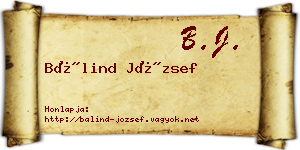 Bálind József névjegykártya